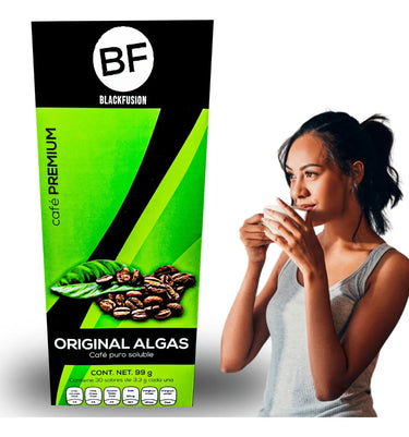 Café Premium Original Algas Black Fusión 30 Sobres De 3.3 Gramos